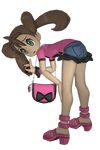  1girl 3d bent_over brown_hair green_eyes pokemon sana_(pokemon) shorts 