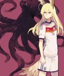  2010_fifa_world_cup 2014_fifa_world_cup ahoge bad_id bad_pixiv_id bird_tail blonde_hair blue_eyes germany hanna-justina_marseille head_wings long_hair number octopus paul_the_octopus shirono_kuma simple_background soccer soccer_uniform solo sportswear strike_witches sweat tail world_cup world_witches_series 