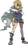  1girl ankle_boots anklet blonde_hair boots breasts brown_eyes chaps cloak edit female full_body grey_legwear higana_(pokemon) highres holding holding_poke_ball jewelry looking_at_viewer nintendo official_art over-kneehighs photoshop poke_ball pokemon pokemon_(game) pokemon_oras red_eyes short_hair short_ponytail shorts shoulder_pads smile solo standing thighhighs toeless_boots 
