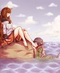  animal_ears barefoot brown_hair downscaled dress fingernails foot_kiss grey_hair head_fins highres image_sample imaizumi_kagerou japanese_clothes kimono leg_hair long_fingernails long_hair long_toenails md5_mismatch mermaid monster_girl multiple_girls obi orz_(kagewaka) resized rock sash short_hair sitting sitting_on_rock thick_eyebrows toenails touhou twitter_sample very_long_hair wakasagihime water wolf_ears yuri 