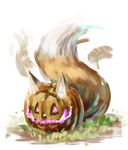  animal_ears bad_id bad_pixiv_id fox_ears fox_girl_(jaco) fox_tail jack-o'-lantern jaco no_humans original tail 