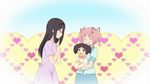  akemi_homura baby bad_id bad_twitter_id black_hair blush child_carry company_connection family gobou_1000 hairband if_they_mated ips_cells kaname_madoka long_hair mahou_shoujo_madoka_magica mother_and_daughter multiple_girls parody sakura_trick short_hair smile twintails yuri 