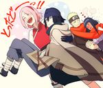  2girls black_hair blonde_hair blue_eyes blush carrying couple full-face_blush happy haruno_sakura hetero heterochromia holding_hands hyuuga_hinata long_hair multiple_boys multiple_girls naruto:_the_last naruto_(series) oba-min one_eye_closed pink_hair princess_carry purple_eyes role_reversal scarf shared_scarf sharingan short_hair smile uchiha_sasuke uzumaki_naruto 