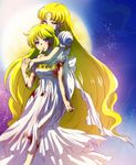  aino_minako alternate_hairstyle anime_coloring back_bow bishoujo_senshi_sailor_moon blonde_hair blood blue_eyes bow cosplay crescent_moon cuts dress facial_mark finger_to_mouth forehead_mark full_moon hair_down hug hug_from_behind injury long_hair matyaha moon multiple_girls no_hair_bow princess_serenity princess_serenity_(cosplay) torn_clothes tsukino_usagi very_long_hair white_dress 