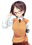  black_hair bonkiru glasses naruto naruto_(series) red-framed_eyewear short_hair solo sweater_vest uchiha_sarada 