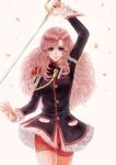  aiguillette artist_name bad_id bad_pixiv_id big_hair bike_shorts blue_eyes epaulettes long_hair pink_hair rapier sakuya_aki shoujo_kakumei_utena solo sword tenjou_utena weapon 