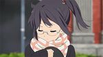  1girl animated animated_gif asagiri_shiori black_eyes black_hair cardigan glasses scarf side_ponytail solo tamako_market 