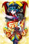  autobots blue_eyes japanese_clothes kimono lipstick makeup sword transformers umetarou_(jack_sgt) weapon windblade windblade_(transformers) windblade_(transformers), 