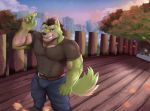  2018 anthro biceps canine clothed clothing fur male mammal muscular soji_gr wolf 