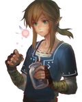  bad_id bad_twitter_id blonde_hair blue_eyes bottle earrings fairy highres jewelry link long_hair male_focus mimme_(haenakk7) pointy_ears ponytail solo the_legend_of_zelda the_legend_of_zelda:_breath_of_the_wild 