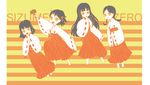  bad_id bad_pixiv_id black_hair braid fatal_frame fatal_frame_3 haro-ru highres japanese_clothes kuze_amane kuze_hisame kuze_minamo kuze_shigure long_hair miko multiple_girls pins short_hair twin_braids yellow_eyes 