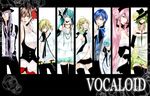  5girls aqua_eyes aqua_hair bad_id bad_pixiv_id blonde_hair blue_eyes blue_hair brown_eyes brown_hair column_lineup dress fedora flower formal frills gathers green_eyes green_hair gumi hair_flower hair_ornament hairband haruma_(high_drop) hat hatsune_miku highres kagamine_len kagamine_rin kaito kamui_gakupo long_hair megurine_luka meiko multiple_boys multiple_girls pink_hair purple_hair short_hair smile thighhighs twintails very_long_hair vocaloid white_dress 