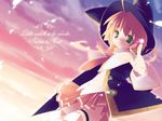  artist_request earrings green_eyes hat jewelry majokko_a_la_mode red_hair silvia_aizetto solo thighhighs wallpaper witch witch_hat 