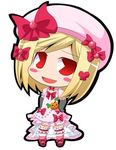  blonde_hair blush bow chibi dress hat lambdadelta lowres pac-man_eyes pink_hat red_eyes smile solo suntail umineko_no_naku_koro_ni 