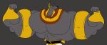 2023 4_fingers animal_humanoid anthro anubian anubian_jackal anubis biceps big_muscles big_pecs biped black_nose brown_background canid canid_humanoid canine canine_humanoid canis claws clothed clothing colored deity detailed dic_entertainment digital_drawing_(artwork) digital_media_(artwork) egyptian_god egyptian_mythology empty_eyes finger_claws fingers fist flat_colors flexible flexing flexing_bicep flexing_both_biceps flexing_muscles fur glowing glowing_eyes grey_body grey_fur hi_res huge_muscles huge_pecs humanoid hyper hyper_biceps hyper_moobs hyper_muscles hyper_pecs jackal jackal_humanoid male mammal mammal_humanoid middle_eastern_mythology moobs mummies_alive muscular muscular_anthro muscular_male mythology pecs pinup pose ribs simple_background small_hands small_head small_waist smile solo thick_arms top_heavy topless topless_anthro topless_male trapezius vein veiny_muscles white_finger_claws wish-granter yellow_eyes