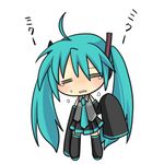  =_= aqua_hair chibi detached_sleeves hatsune_miku long_hair sleeves_past_wrists solo tears thighhighs tobade_(tbdfactory) twintails very_long_hair vocaloid 