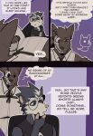 3_panel_comic absurd_res adrian_(king_slabu) american_opossum anthro big_muscles big_pecs black_text bone canid canine canis clothed clothing comic dialogue digital_media_(artwork) domestic_dog duo english_text eyebrows eyewear fur glasses hi_res huge_pecs king_slabu male mammal marsupial muscular muscular_anthro muscular_male nolan_(king_slabu) orange_eyes pecs purple_eyes round_glasses skull skull_head speech_bubble spirit text virginia_opossum