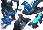  absurd_res anthro black_body black_penis blue_body blue_penis blue_precum bodily_fluids dripping duo from_behind_position genital_fluids genitals hand_on_back hi_res holding_both_legs holding_penis ket-dawnatsunset knot knotted_penis male male/male mechanical_penis multiple_scenes muscular muscular_anthro muscular_male penis precum precum_drip rahhar ryker_the_synth sex synth_(vader-san) tail 