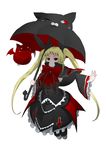  blazblue blonde_hair bow gii kyamerontaisa long_hair nago rachel_alucard red_bow red_eyes ribbon solo twintails 