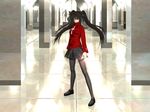  3d black_hair fate/stay_night fate_(series) legs long_hair pillar skirt solo thighhighs toosaka_rin twintails wallpaper zettai_ryouiki 