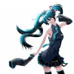  aqua_eyes aqua_hair bad_id bad_pixiv_id detached_sleeves hatsune_miku long_hair mistyxxx5 necktie simple_background skirt solo thighhighs twintails very_long_hair vocaloid 