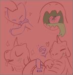  ambiguous_gender anthro blush bone burping burping_up_clothing cuddling domestic_cat duo fatal_vore felid feline felis feral heart_symbol hi_res implied_fatal love mammal regano5075 skull sparkles vore willing_pred willing_prey 