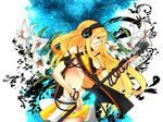  bad_id bad_pixiv_id blonde_hair blue_eyes flower irohasu lily_(vocaloid) long_hair microphone microphone_stand smile solo vocaloid 