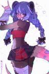 2026 5_fingers absolute_territory accessory alternative_fashion american_opossum anthro arm_warmers armwear artist_name bandage_on_tail bangs big_butt big_ears biped black_bottomwear black_clothing black_skirt blue_hair blush blush_lines bodily_fluids bottomwear bow_(feature) bow_accessory bow_ribbon bow_tie bra braided_hair braided_pigtails breasts breath brown_body brown_fur brown_tail butt butt_pose chain chain_jewelry checkered checkered_clothing claws clothed clothed_anthro clothed_female clothing colored countershade_face countershade_fur countershading crop_top cute_fangs devil_horns_(gesture) digital_drawing_(artwork) digital_media_(artwork) digital_painting_(artwork) english_text eyebrow_through_hair eyebrows eyelashes eyewear fangs female female_anthro finger_claws fingers fluffy footwear fully_clothed fur furgonomics gesture glasses glasses_chain glistening glistening_body grey_body grey_fur grey_hair hair hair_accessory hair_bow hair_ribbon hand_gesture heart_symbol hi_res highlights_(coloring) jewelry leg_warmers legwear long_tail looking_at_viewer looking_back looking_back_at_viewer mammal marsupial midriff miniskirt multicolored_body multicolored_clothing multicolored_fur multicolored_hair nails no_underwear open_mouth open_smile painting_(artwork) pattern_bottomwear pattern_clothing pigtails pink_body pink_hands pink_nose pink_tail plaid plaid_clothing pleated_skirt portrait pose raised_arm raised_tail rear_view red_bottomwear red_clothing red_eyes red_skirt red_topwear ribbons round_glasses shaded shirt signature skimpy skirt slim small_breasts small_waist smile socks solo standing steam stockings sweat sweatdrop tail tail_accessory tail_under_skirt tan_body tan_fur teeth text thick_thighs thigh_highs thigh_socks three-quarter_portrait tongue topwear translucent translucent_hair tuft twin_braids twintails_(hairstyle) two_tone_body two_tone_fur two_tone_hair underwear upskirt watermark wearing_glasses white_body white_clothing white_fur white_legwear wide_hips yabeweny
