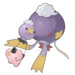  balloon black_eyes clefairy commentary_request drifblim drifloon flying highres holding holding_stuffed_toy muru_zatta no_humans pokemon pokemon_(creature) pokemon_pokopia red_eyes solid_oval_eyes stuffed_toy tendril white_background x_(symbol) 