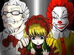  1girl artist_request blonde_hair blue_eyes bow colonel_sanders crossover dress horror_(theme) kfc mcdonald's ronald_mcdonald rozen_maiden shinku tears what you_gonna_get_raped 