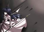  blue_hair haruichi long_hair older remilia_scarlet solo touhou weapon wings 