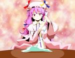  hat kuze patchouli_knowledge purple_hair ribbon solo touhou 