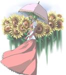  ascot flower haruichi kazami_yuuka lonely parasol profile skirt skirt_set solo sunflower tears touhou umbrella vest wind 