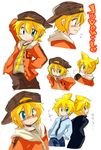  bad_id bad_pixiv_id baseball_cap blonde_hair blue_eyes blush casual eromame hat hood hoodie juvenile_(vocaloid) kagamine_len male_focus necktie school_uniform vocaloid 