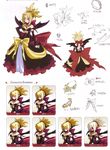  artist_request blonde_hair bow concept_art disgaea dress expressions highres makai_senki_disgaea_2 official_art red_eyes rozalin scan strapless strapless_dress translation_request yellow_bow zenon_(disgaea) 