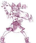  bad_id bad_pixiv_id clenched_hand fighting_stance graphite_(medium) highres horns ibuki_suika kanji long_hair monochrome sketch smile solo touhou traditional_media wrist_cuffs yokohachi 