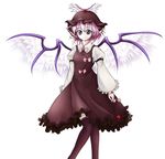  animal_ears black_legwear earrings gr_(artist) grey_eyes hat highres jewelry mystia_lorelei pink_hair short_hair smile solo thighhighs touhou wings 