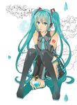  aqua_eyes aqua_hair bad_id bad_pixiv_id bottle detached_sleeves hatsune_miku headphones headset long_hair necktie skirt solo thighhighs toi_(en) twintails very_long_hair vocaloid zettai_ryouiki 