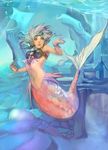  asigaru bad_id bad_pixiv_id blue_eyes copyright_request mermaid monster_girl short_hair silver_hair solo underwater water 