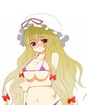  bad_id bad_pixiv_id bikini blonde_hair breasts hat large_breasts long_hair micro_bikini red_eyes solo swimsuit touhou tyobimiru yakumo_yukari 