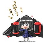  &gt;_&lt; :d azuma_ezu bad_id bad_pixiv_id black_hair blush chibi closed_eyes heart heart_in_mouth mecha_musume open_mouth parody pointing saki school_uniform short_hair skirt smile solo stealth_gao thighhighs touyoko_momoko translated tsuruga_school_uniform xd yuusha_ou_gaogaigar yuusha_series zettai_ryouiki 