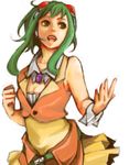  32 bad_id bad_pixiv_id belt goggles green_eyes green_hair gumi headphones headset lowres short_hair short_hair_with_long_locks sidelocks simple_background skirt solo vocaloid wrist_cuffs 