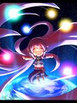  armband ayakashi_(monkeypanch) bad_id bad_pixiv_id chibi closed_eyes double_lariat_(vocaloid) earth floating_hair headphones headset letterboxed long_hair megurine_luka midriff navel pink_hair smile solo space very_long_hair vocaloid 