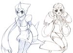  breasts capcom fishnets genderswap jiayu_long medium_breasts monochrome multiple_girls ninja rockman rockman_(classic) scarf shadowman shuriken sketch star starman_(rockman) thighhighs zettai_ryouiki 