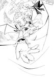  bad_id bad_pixiv_id bat_wings foreshortening from_above greyscale hands hat izayoi_(kakezuki-1341) monochrome remilia_scarlet short_hair solo touhou wings wrist_cuffs 
