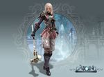  3d absurdres aion armor artist_request boots chainmail elyos highres official_art pink_hair solo warhammer weapon 