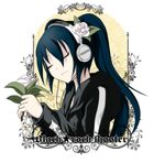  bad_id bad_pixiv_id bangs black_hair black_rock_shooter black_rock_shooter_(character) cable camellia closed_eyes coat flower hair_flower hair_ornament headphones hood hooded_jacket jacket long_hair max0201 solo star twintails uneven_twintails 