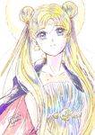  2014 bad_id bad_pixiv_id bishoujo_senshi_sailor_moon crescent_moon dated double_bun facial_mark forehead_mark jacket_on_shoulders long_hair moon parted_lips princess_serenity qsan90 solo tears tsukino_usagi twintails 