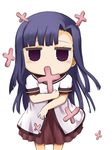  chibi coral cosplay cross dress kannagi kanpachi long_hair nanamori_school_uniform purple_eyes purple_hair sailor_dress sango_(kanpachi) school_uniform serafuku solo yuru_yuri yuuki_shin'ichi zange 