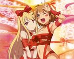  2girls bdsm blonde_hair blush bondage bound breasts brown_eyes brown_hair highres kamiigusa_misaki large_breasts long_hair multiple_girls official_art ribbon ribbon_bondage sakura-sou_no_pet_na_kanojo shiina_mashiro short_hair 